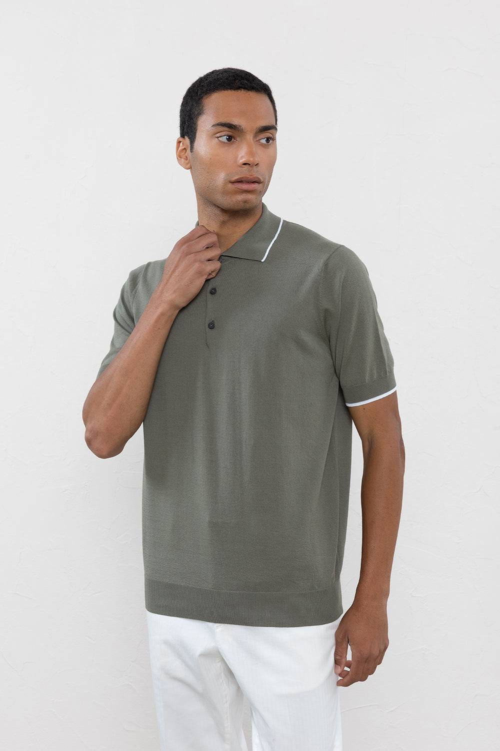 Peserico Polo in filato di puro cotone crepe