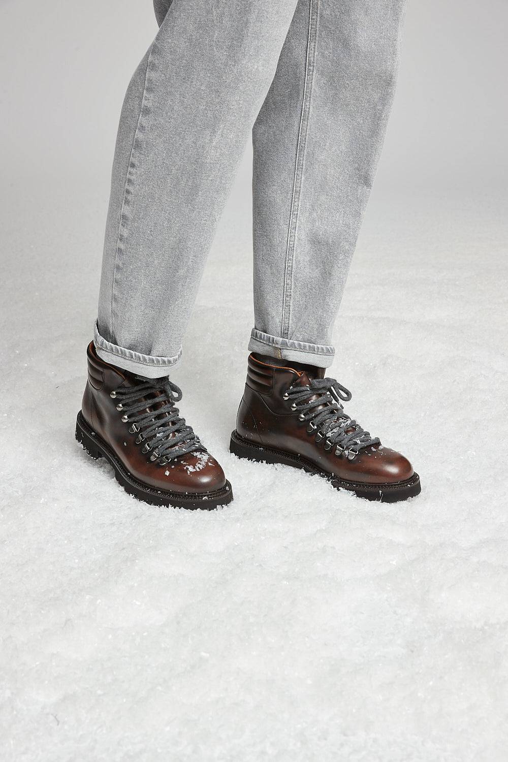 Peserico Scarpone In Pelle Effetto Vintage