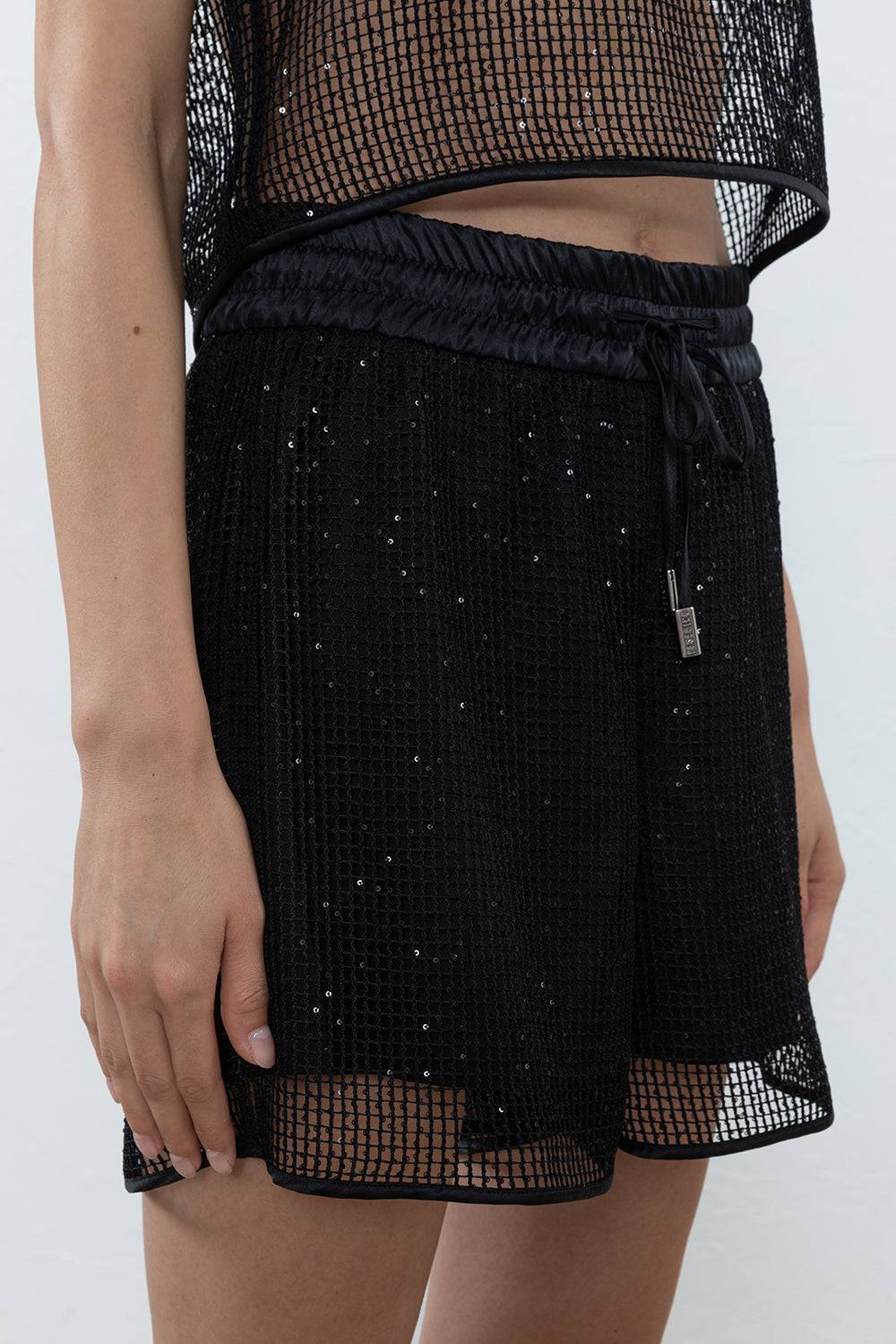 Peserico Short In Rete Di Viscosa E Paillettes