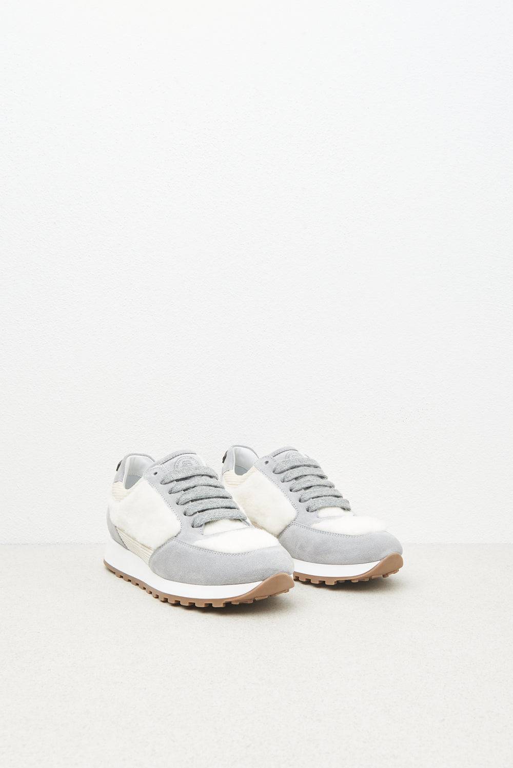 Peserico Sneakers in vera pelle e eco-pelliccia