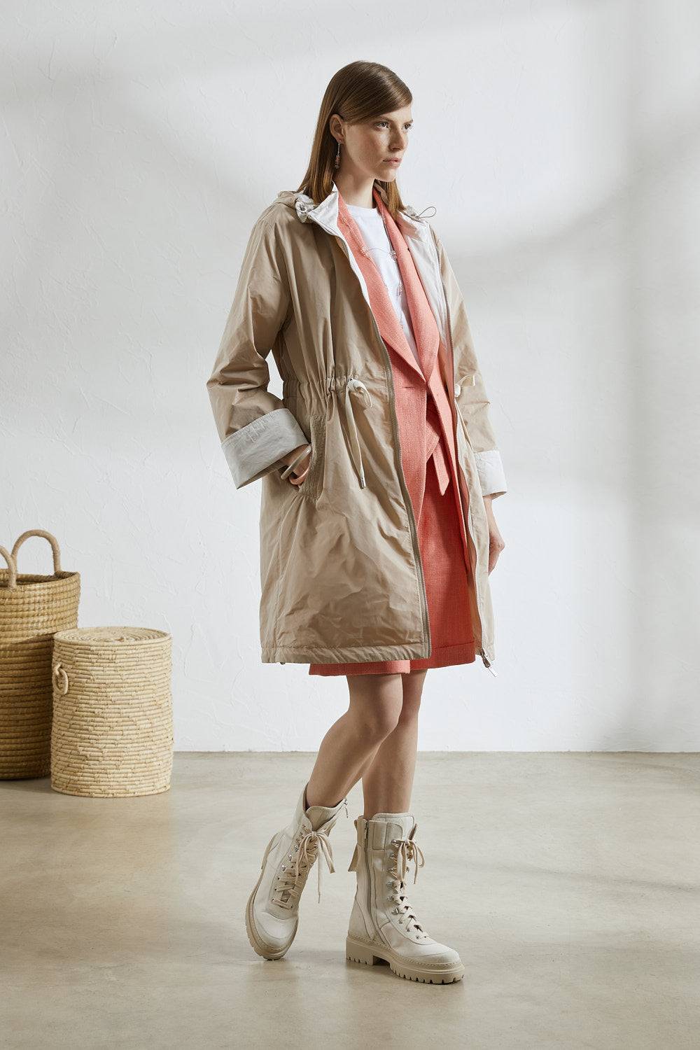 Peserico Spolvero Reversibile In Taffetà Tecnico