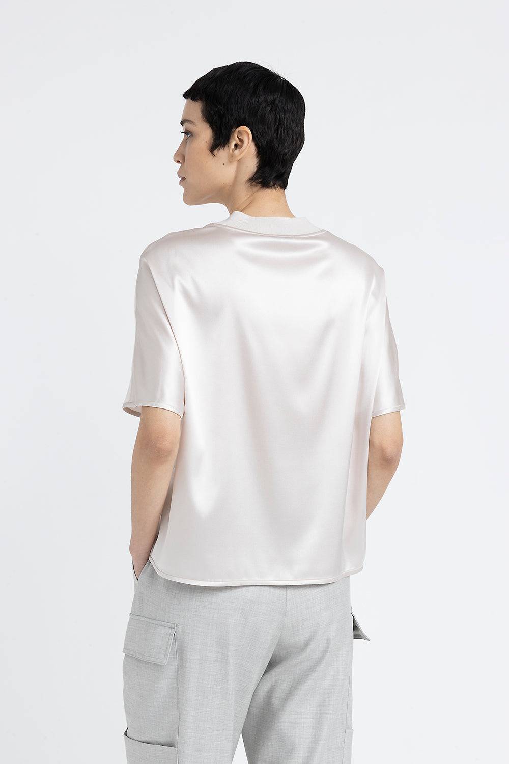 Peserico T-shirt Girocollo In Raso Di Seta