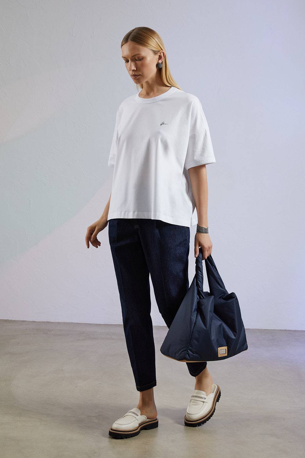 Peserico T-shirt In Cotone Con Filato Microdream