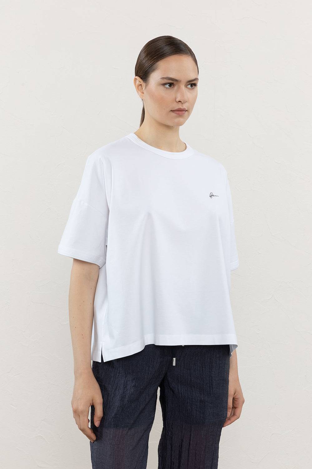 Peserico T-shirt in cotone con filato Microdream