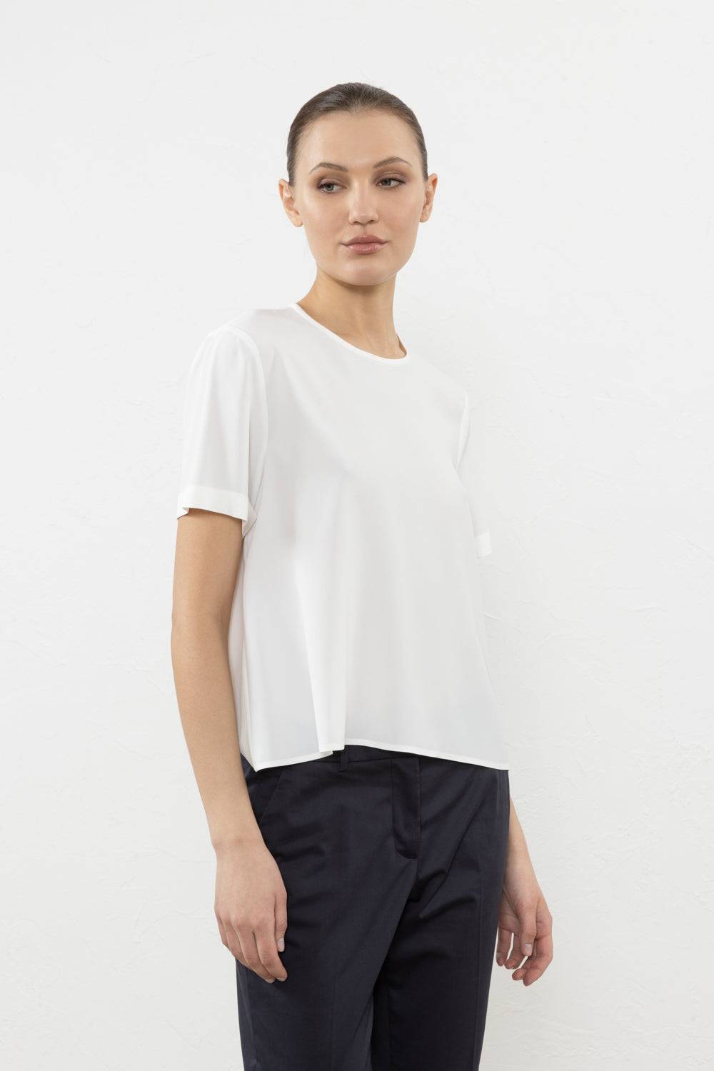 Peserico T-shirt in crepe de chine misto seta