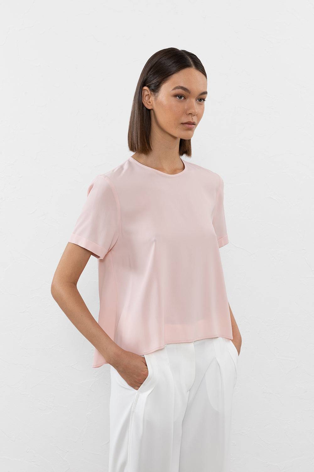 Peserico T-shirt in crepe de chine misto seta