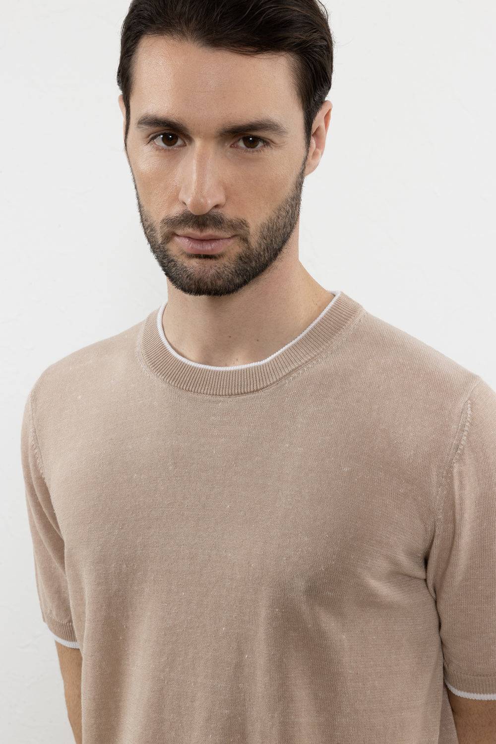 Peserico T-shirt In Filato Di Lino E Cotone Crépe