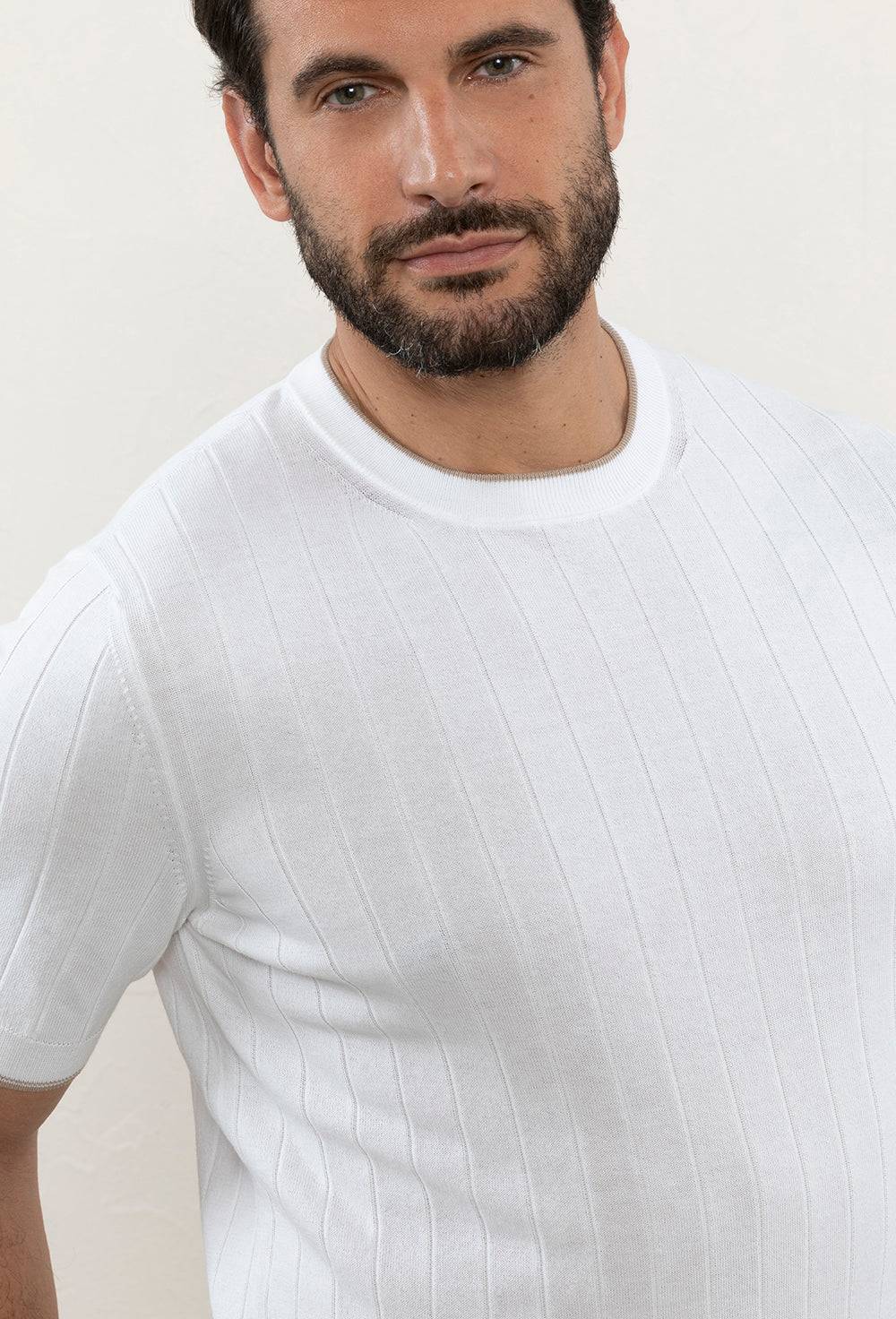 Peserico T-shirt In Filato Di Puro Cotone Crépe