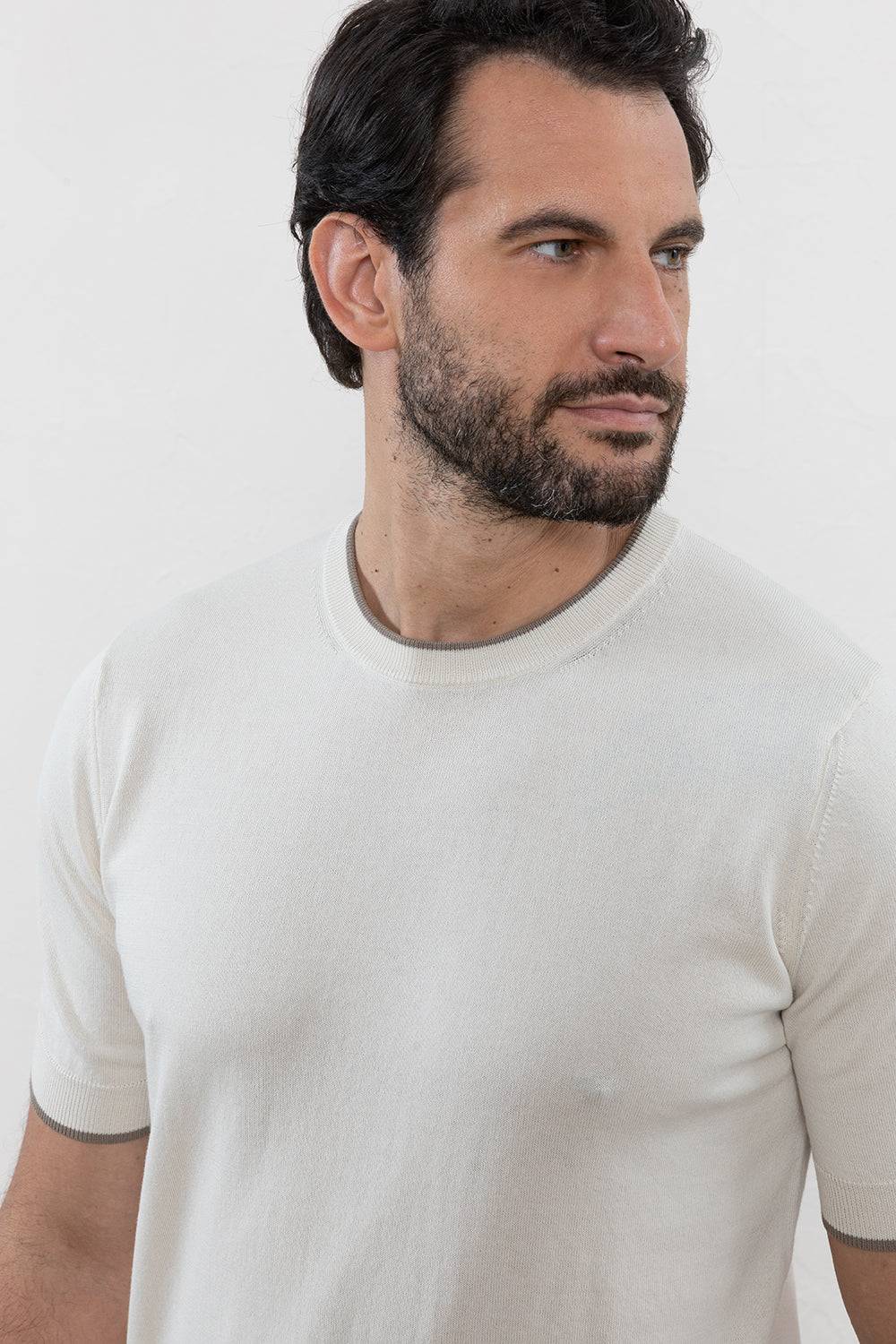 Peserico T-shirt In Filato Di Puro Cotone Crépe