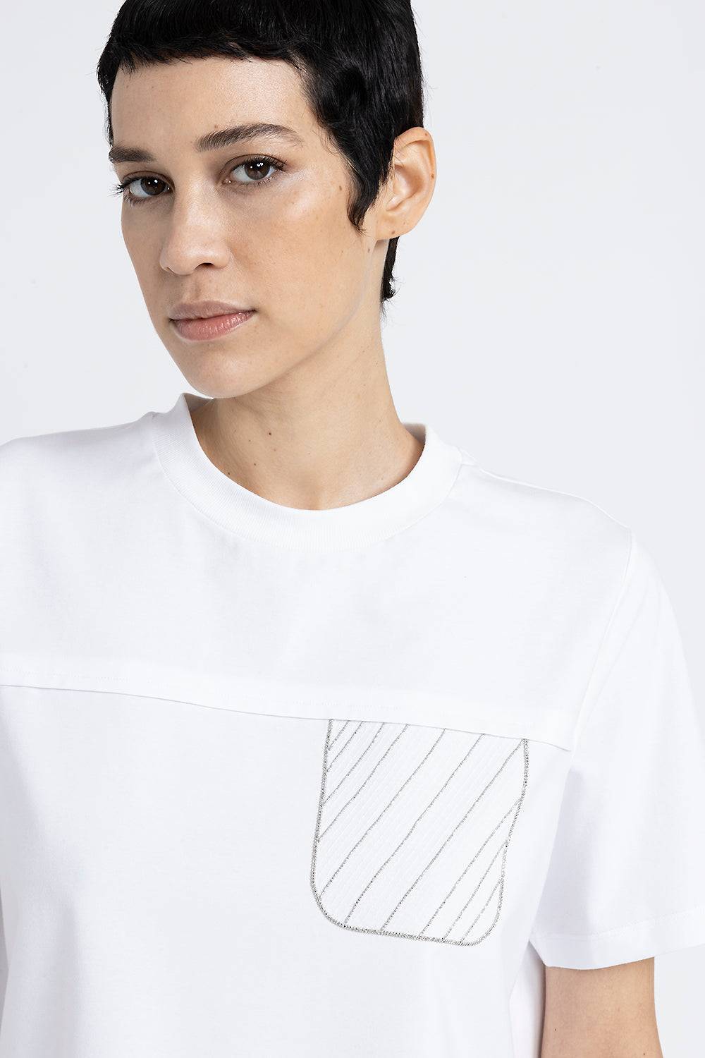 Peserico T-shirt In Jersey Di Cotone Con Ricamo