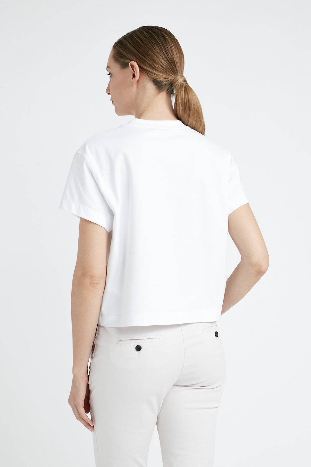 Peserico T-shirt In Jersey Di Cotone Con Ricamo