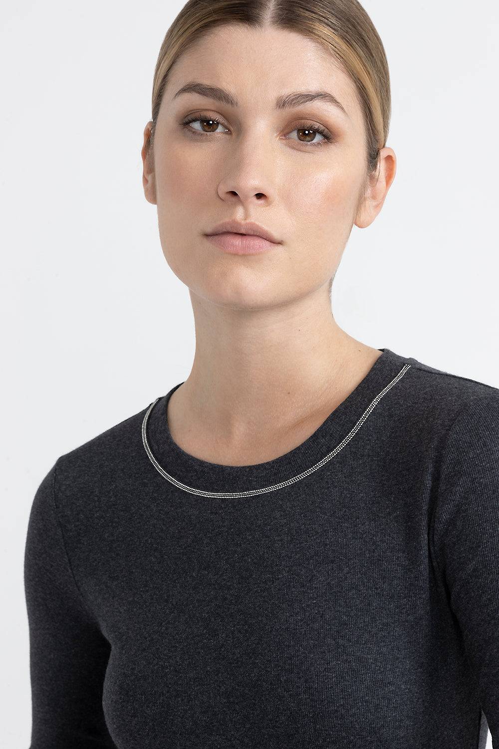 Peserico T-shirt In Jersey Stretch Con Punto Luce