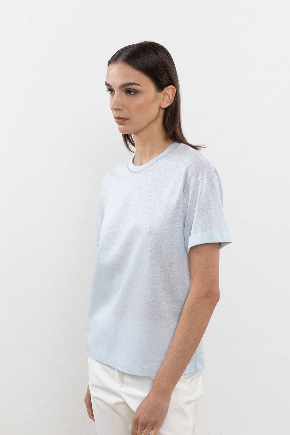 Peserico T-shirt In Piquet Di Lino E Cotone