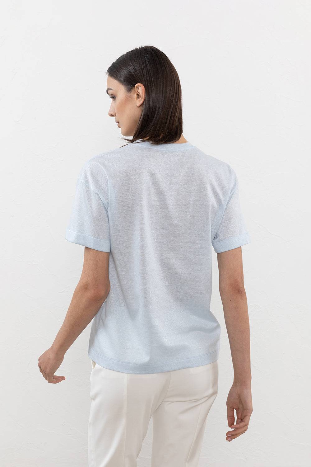 Peserico T-shirt In Piquet Di Lino E Cotone