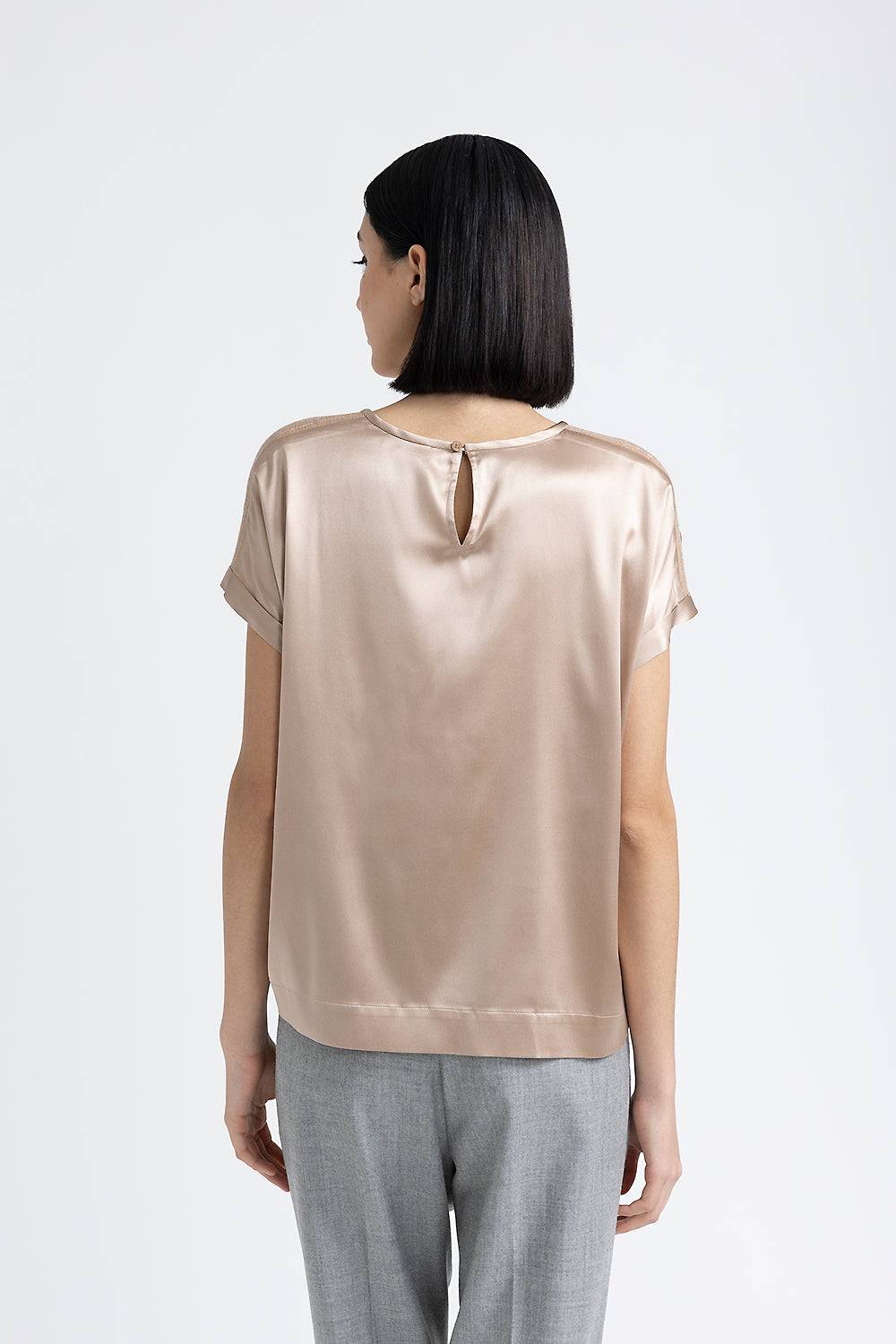 Peserico T-shirt In Raso Di Seta Con Punto Luce