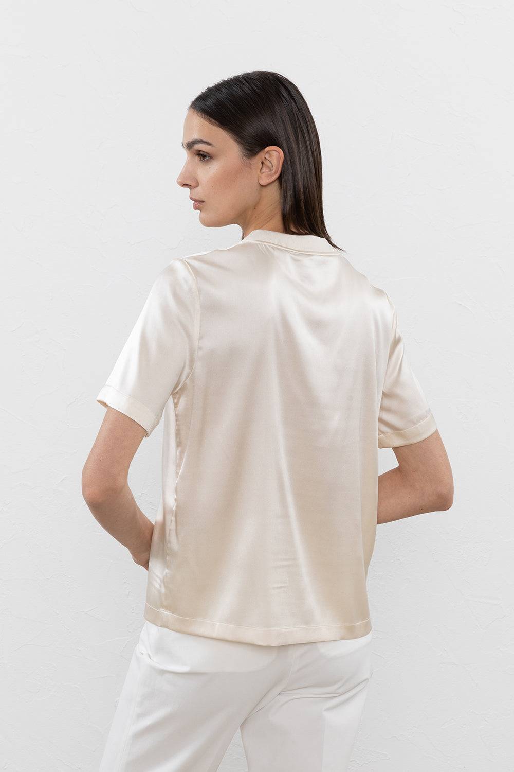 Peserico T-shirt In Raso Di Seta Stretch