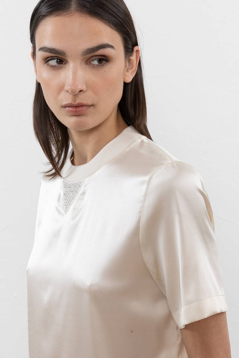 Peserico T-shirt In Raso Di Seta Stretch