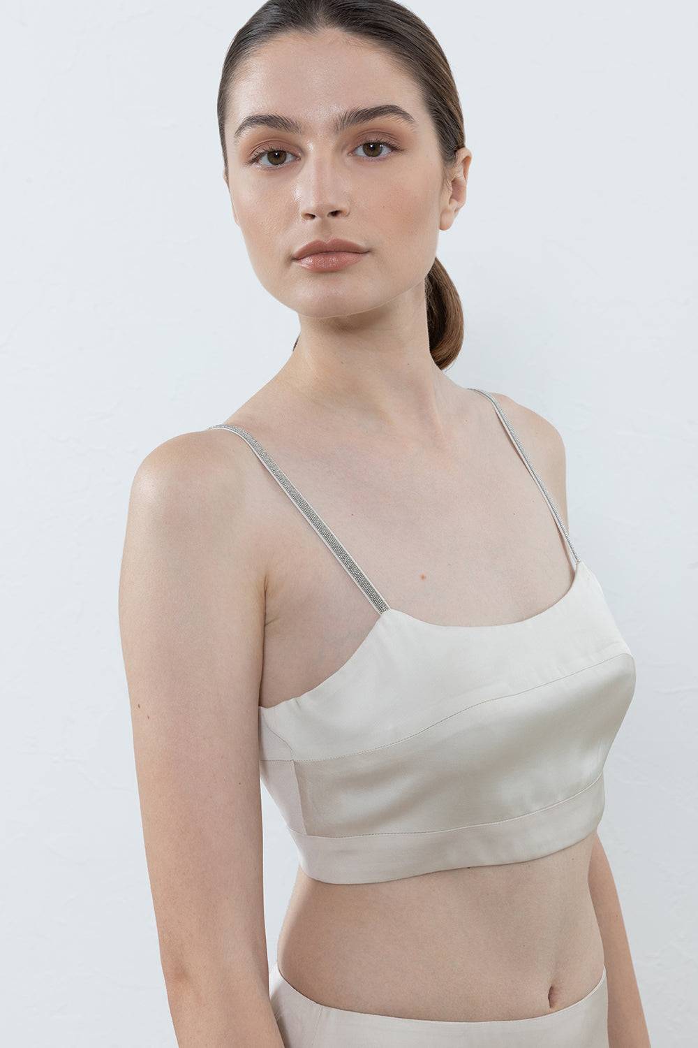 Peserico Top A Fascia In Satin Di Viscosa