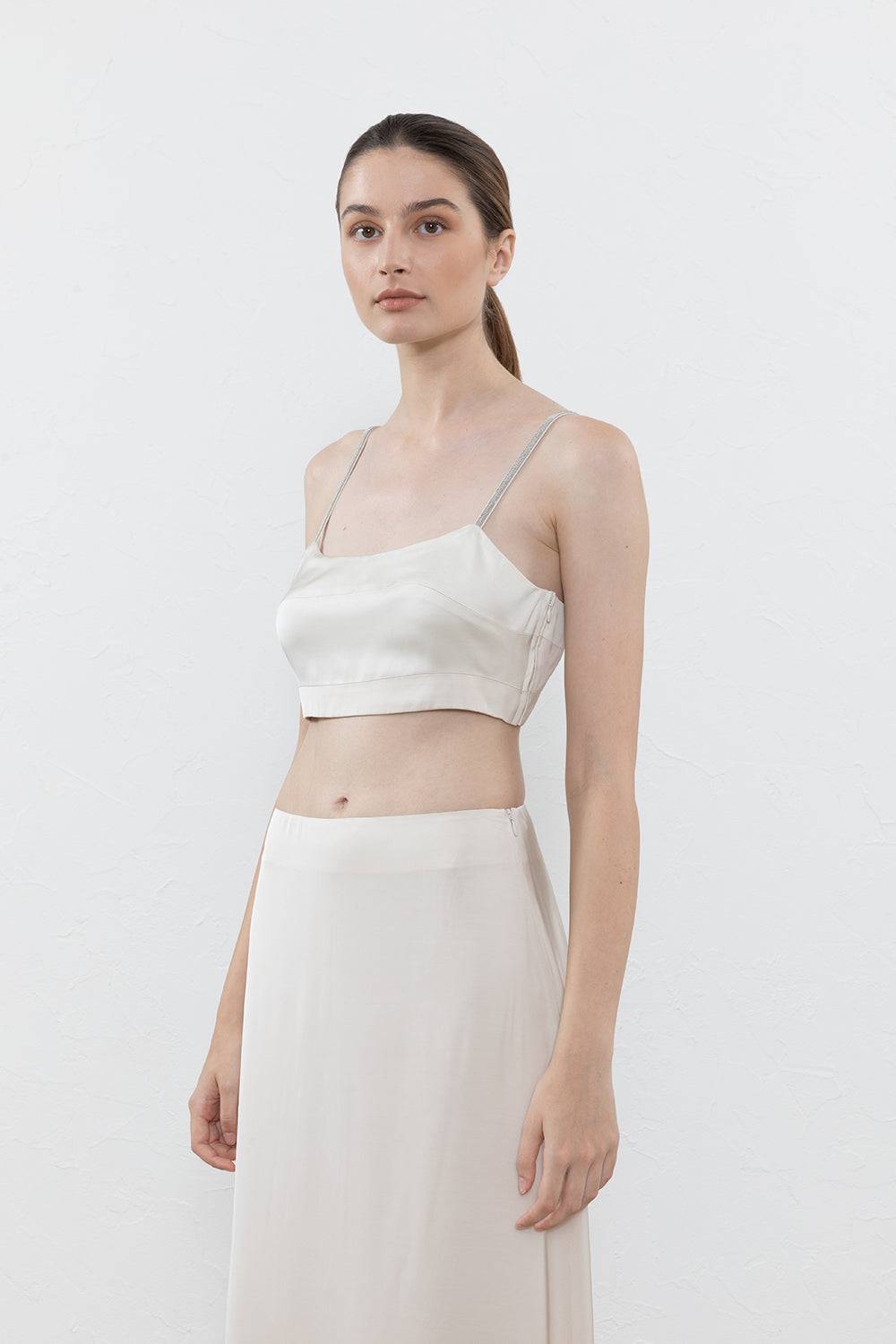 Peserico Top a fascia in satin di viscosa