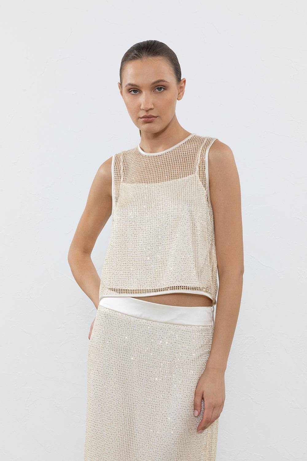 Peserico Top a rete con micropaillettes