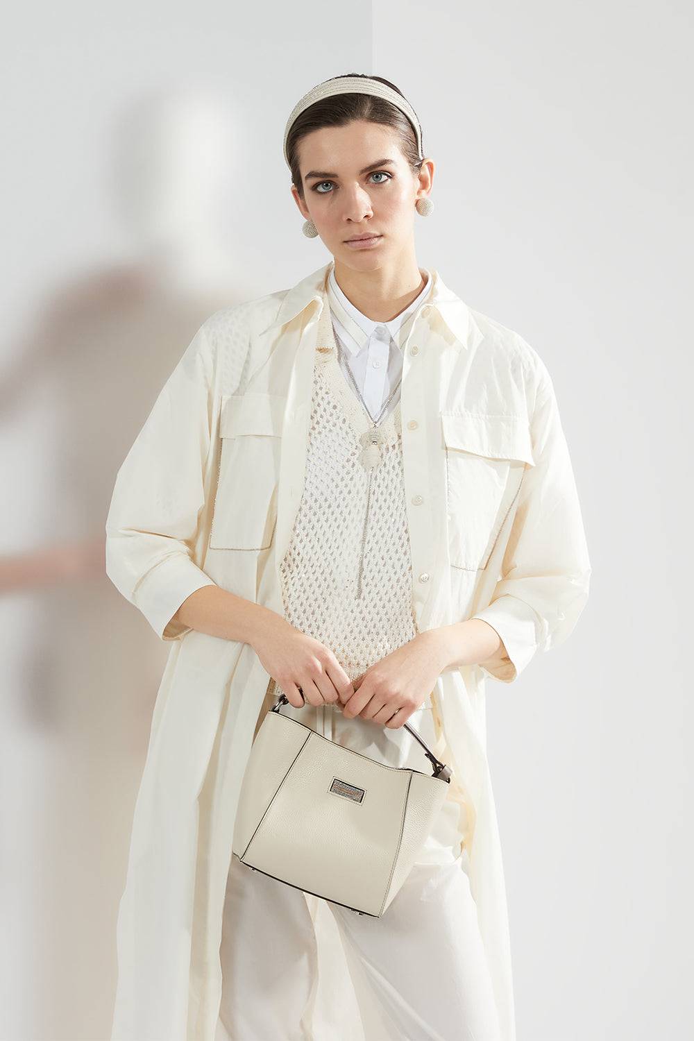 Peserico Top Camicia In Popeline E Voile Di Cotone