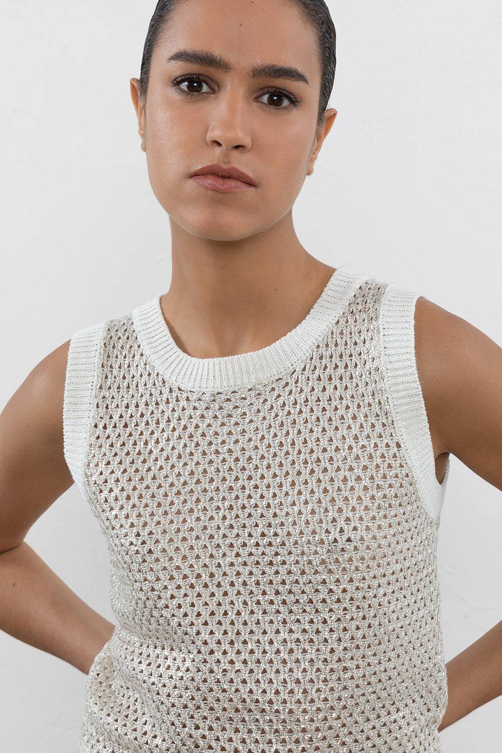 Peserico Top in cordonetto di cotone e lino