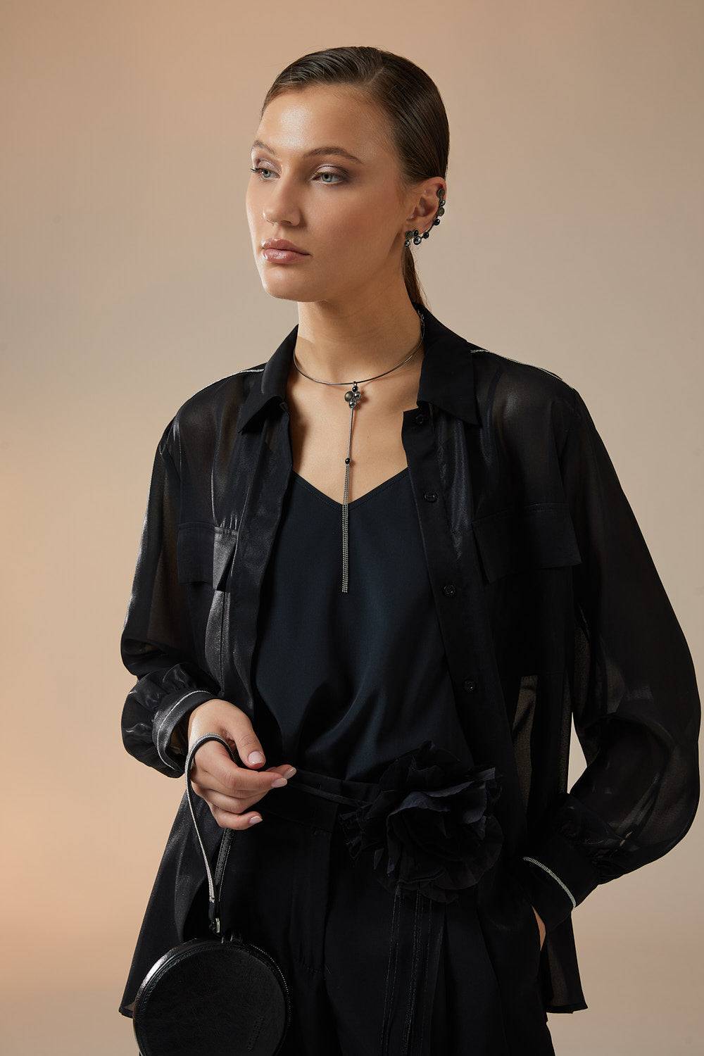 Peserico Top In Crepe De Chine Di Seta Stretch