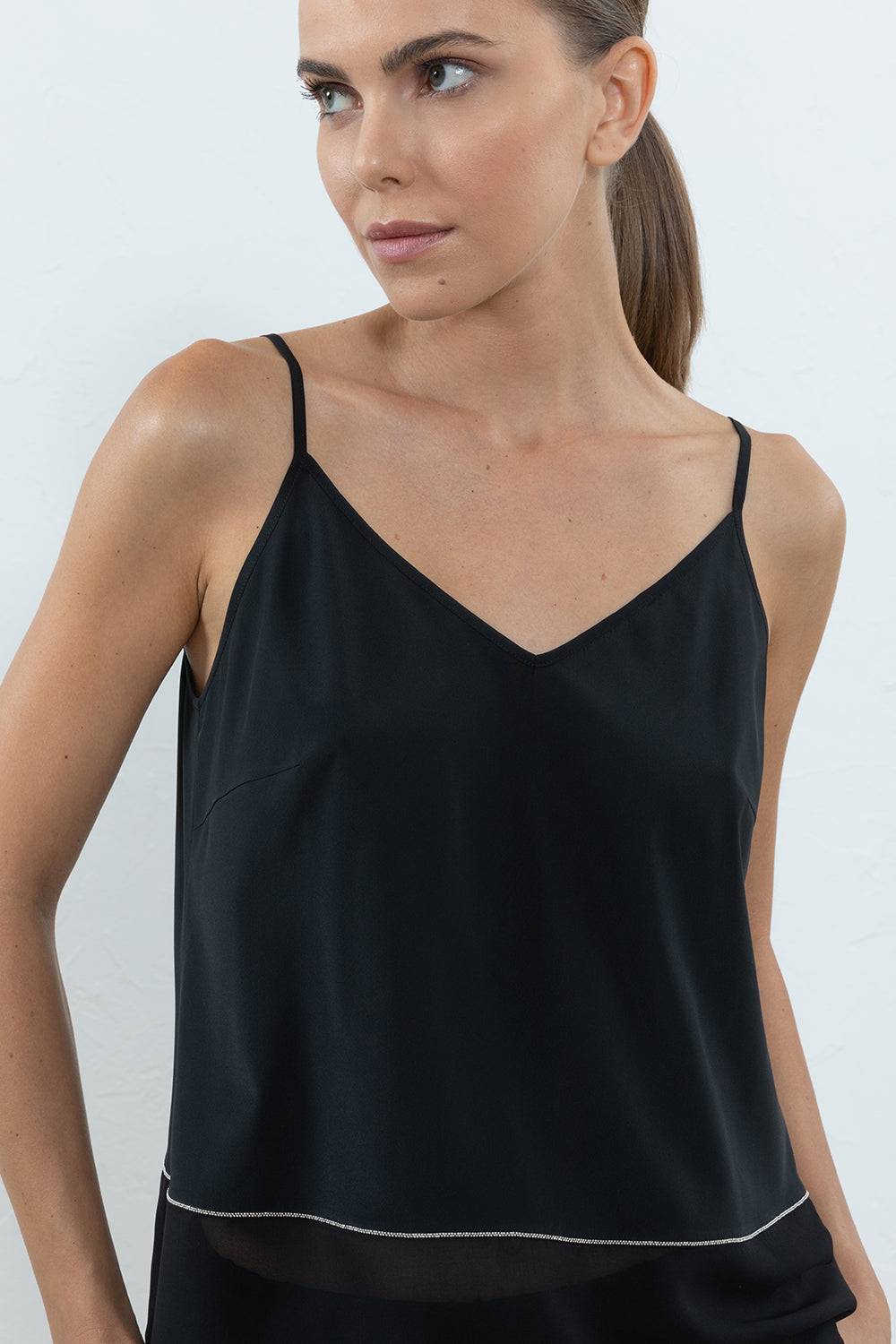 Peserico Top In Crepe De Chine Di Seta Stretch