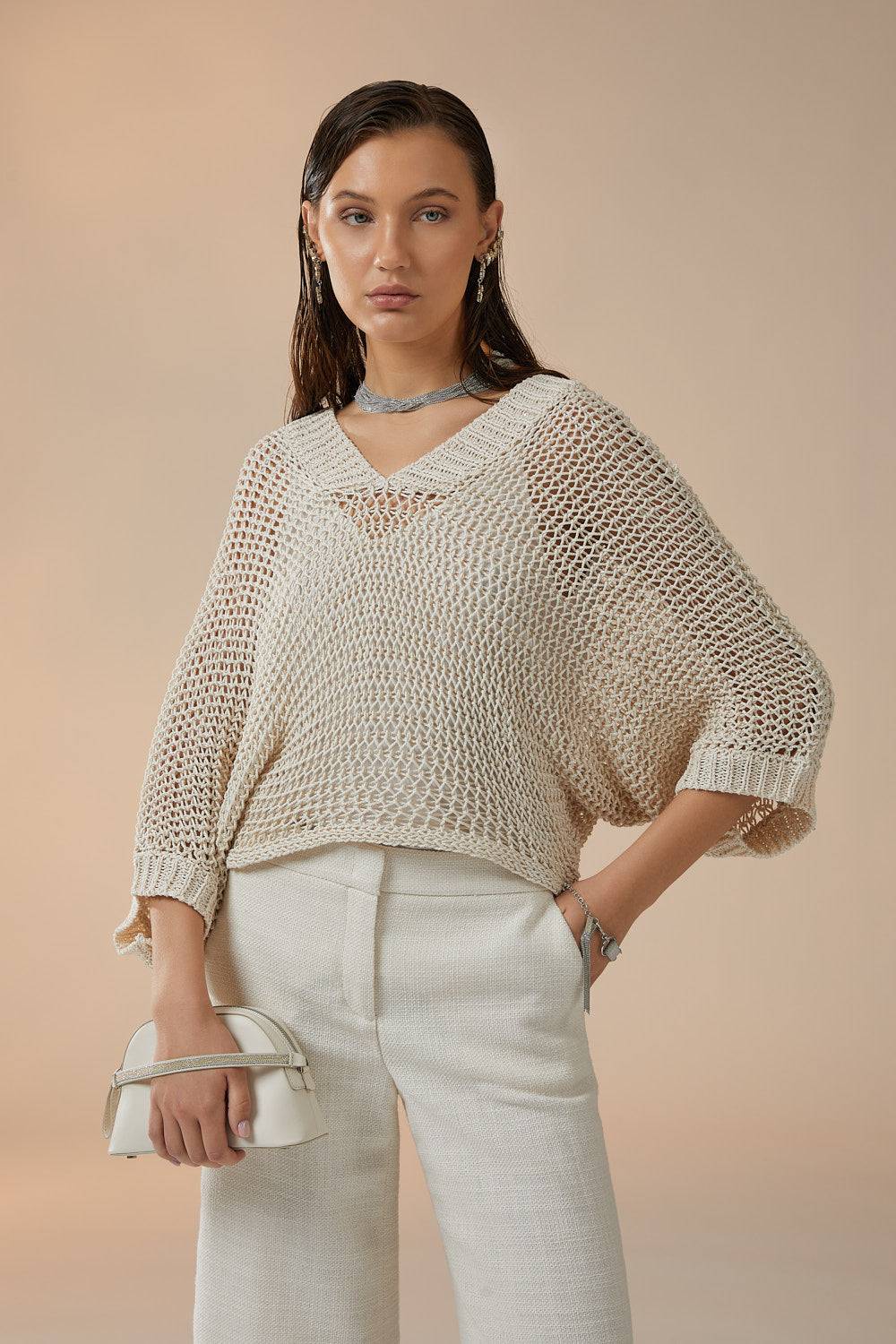 Peserico Top In Crepe De Chine Di Seta Stretch