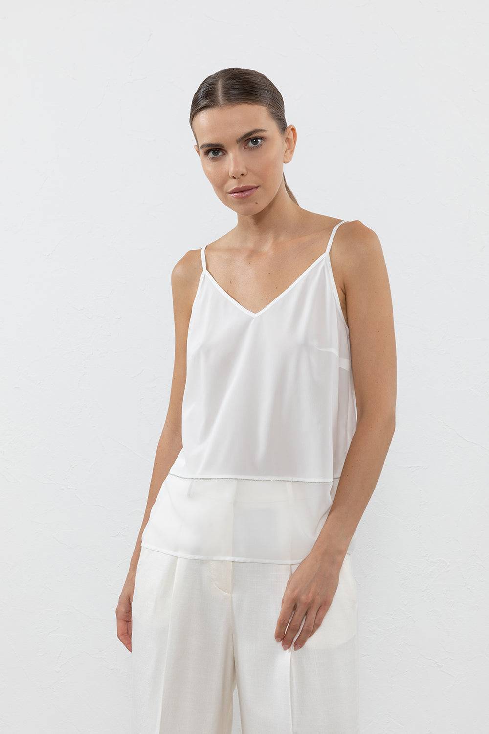 Peserico Top In Crepe De Chine Di Seta Stretch