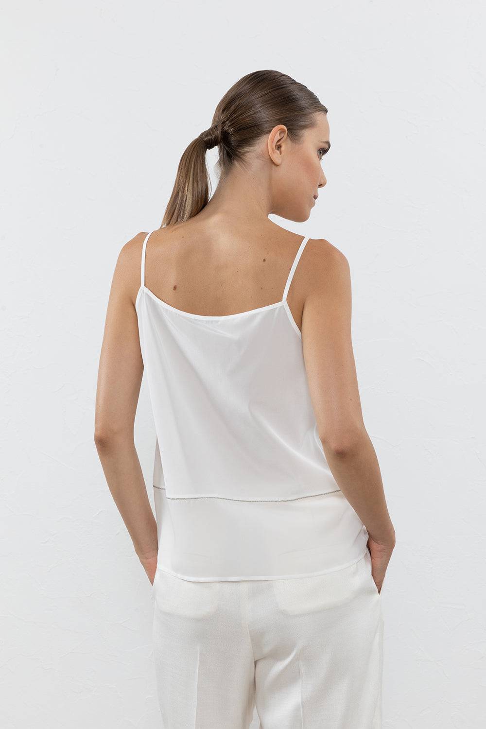 Peserico Top In Crepe De Chine Di Seta Stretch