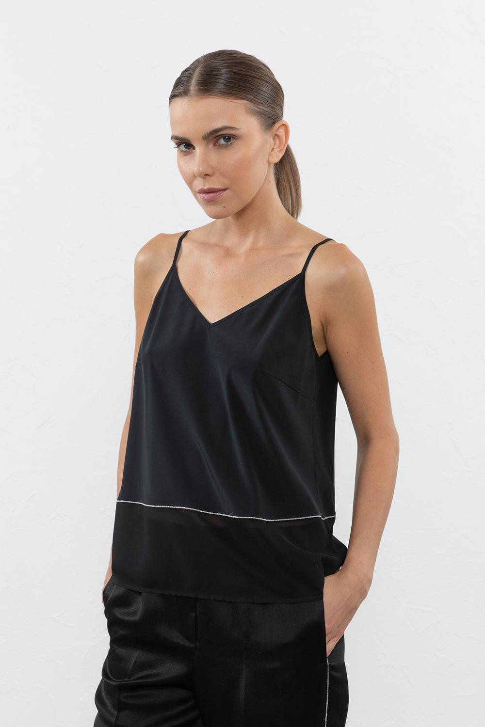 Peserico Top in crepe de chine di seta stretch