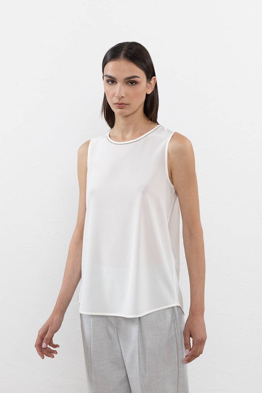 Peserico Top In Crepe De Chine In Seta Stretch