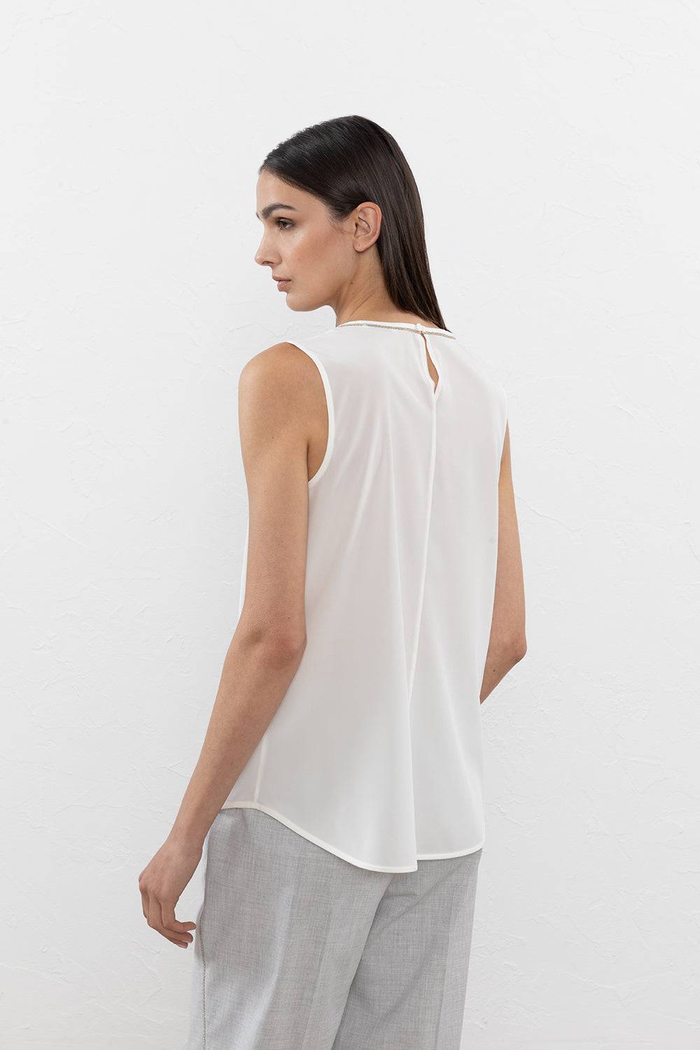 Peserico Top In Crepe De Chine In Seta Stretch