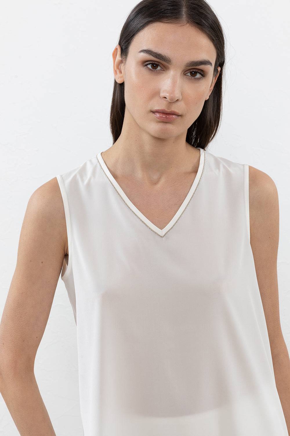 Peserico Top In Crepe De Chine In Seta Stretch