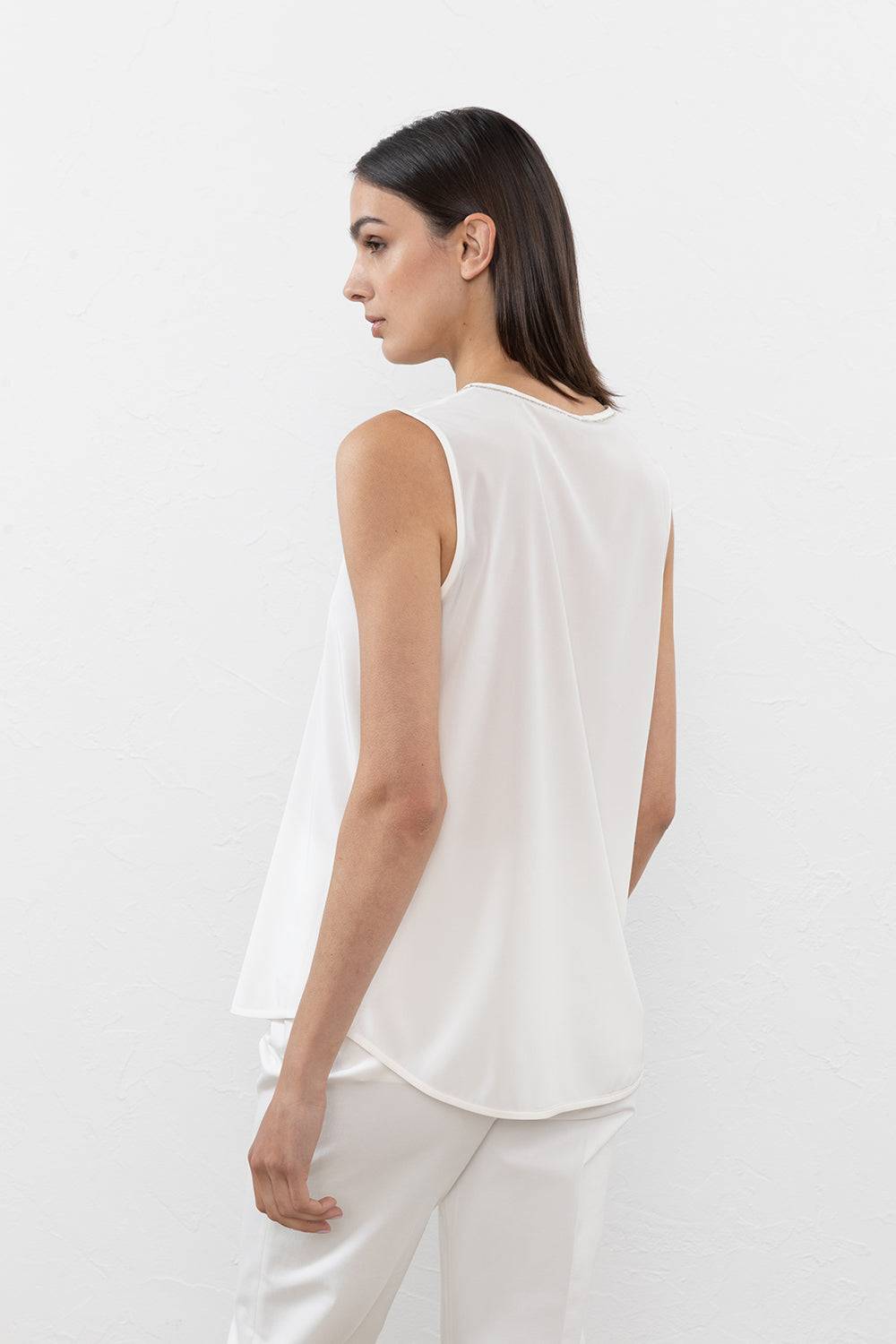 Peserico Top In Crepe De Chine In Seta Stretch