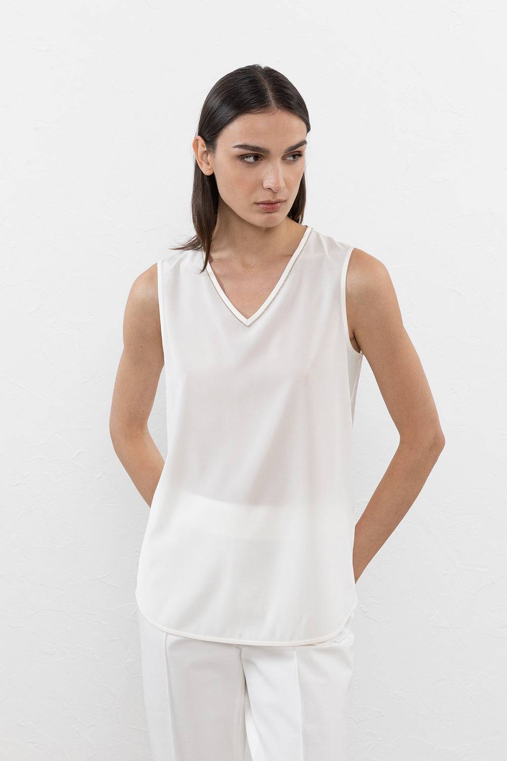 Peserico Top in crepe de chine in seta stretch