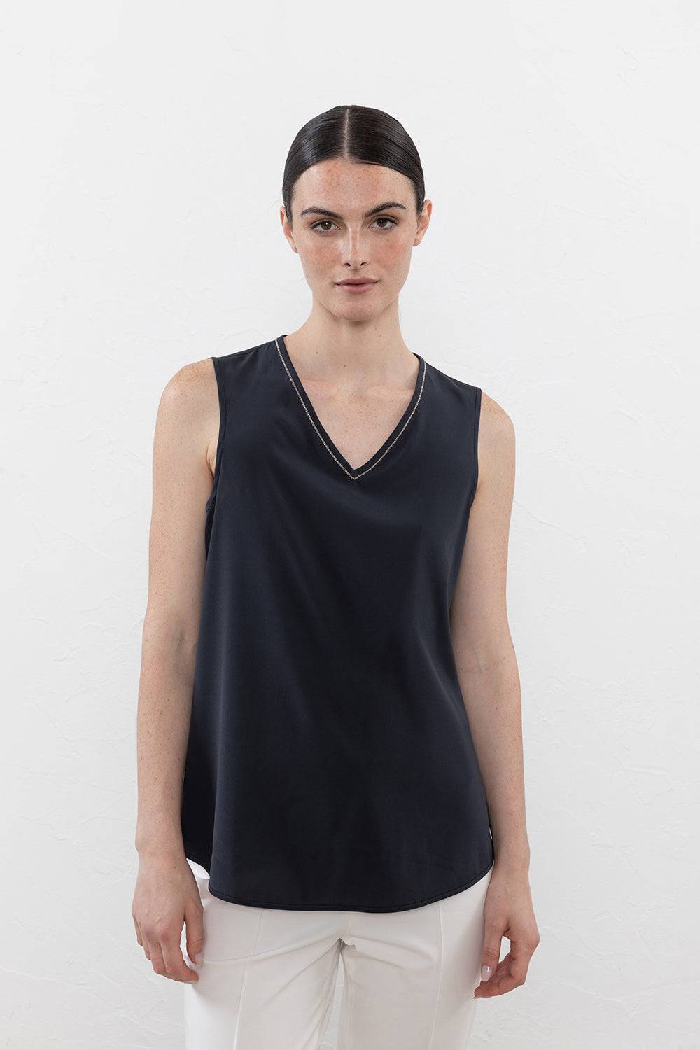 Peserico Top In Crepe De Chine In Seta Stretch