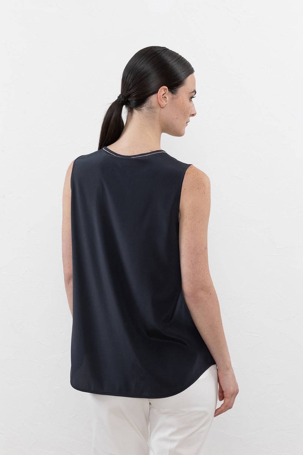 Peserico Top In Crepe De Chine In Seta Stretch