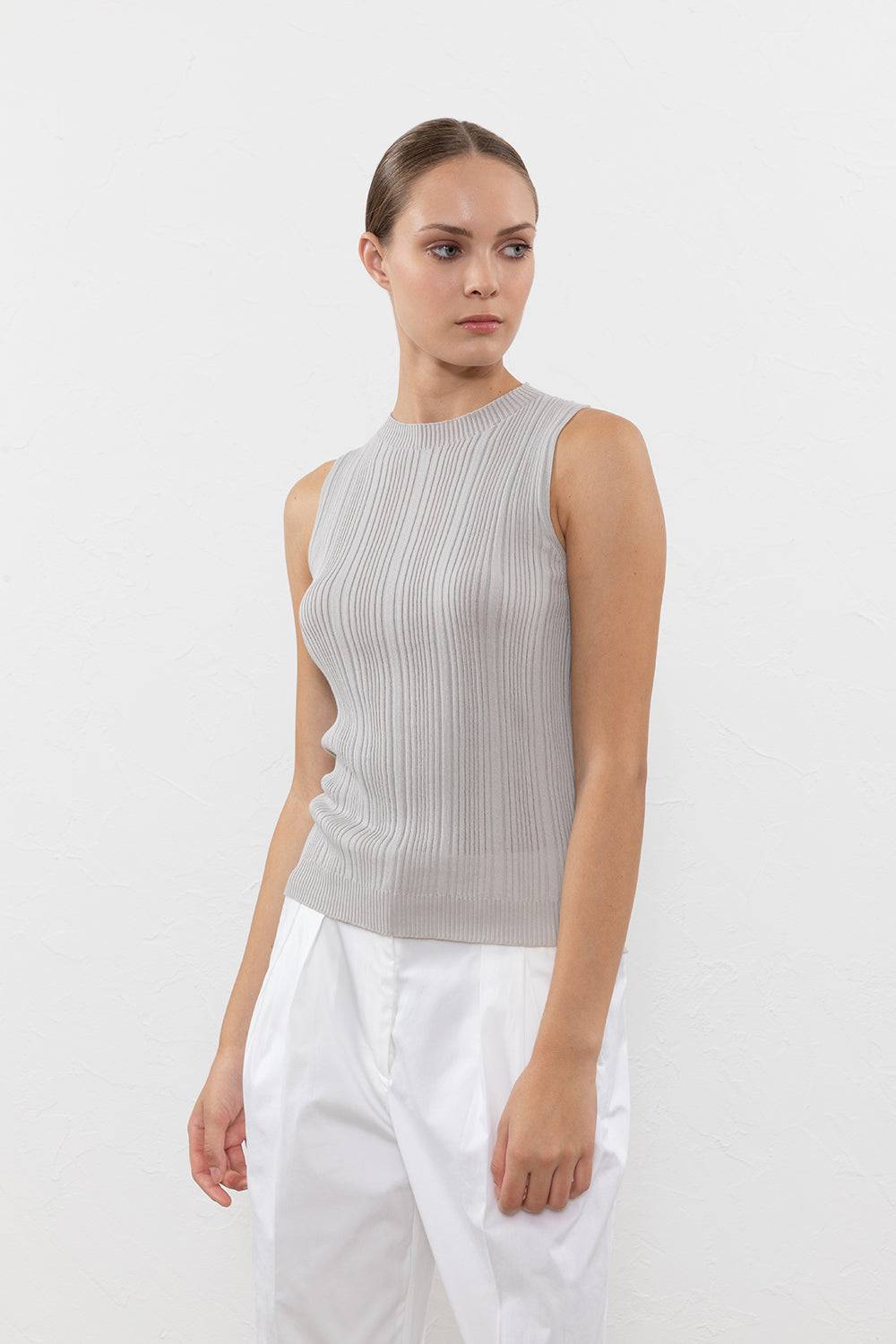 Peserico Top in filato di puro cotone crepe