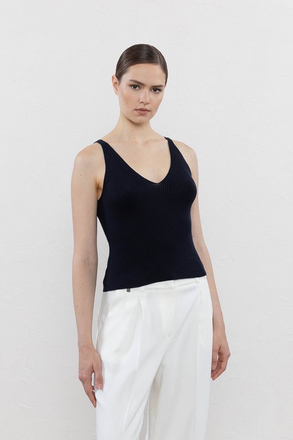 Peserico Top In Filato Di Seta E Cotone