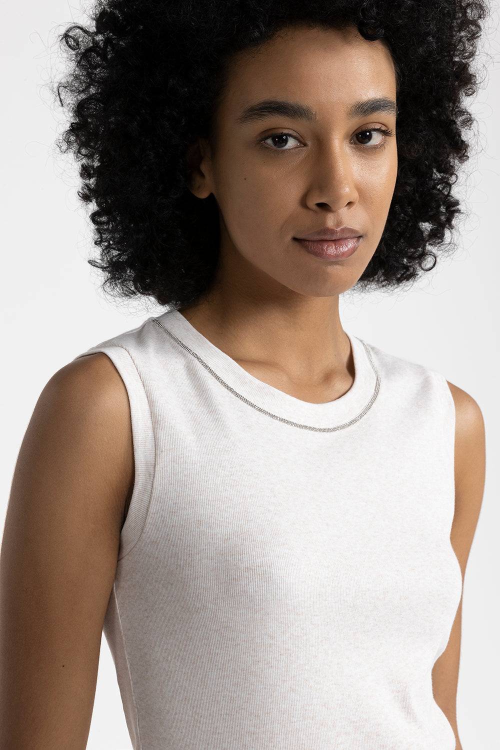 Peserico Top In Jersey Stretch Con Punto Luce