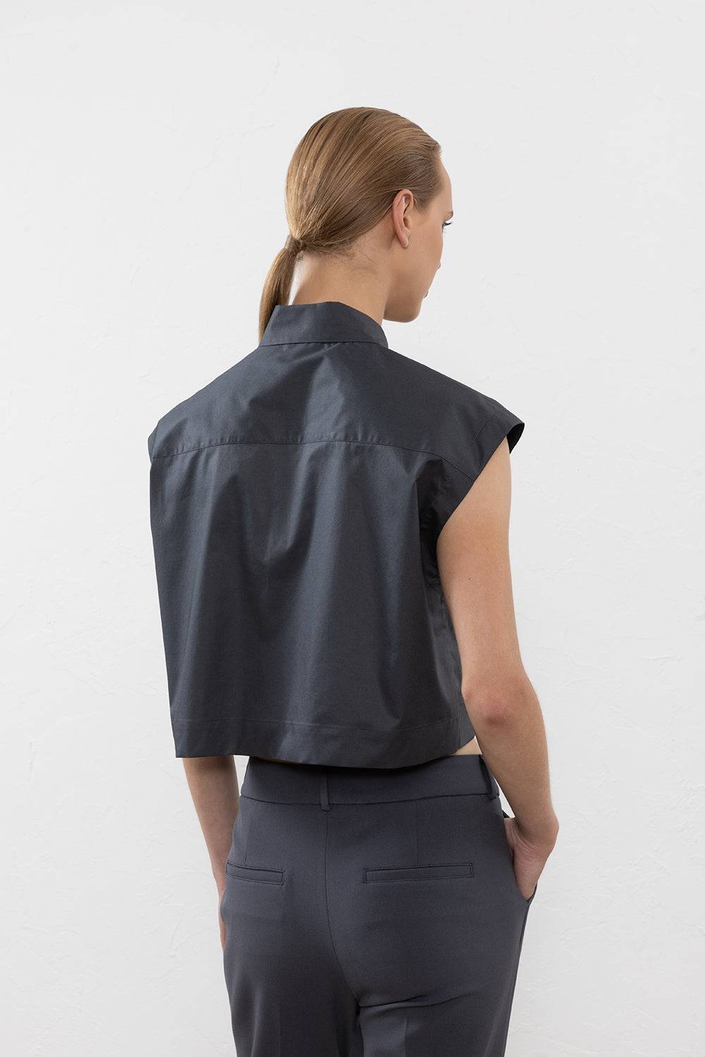 Peserico Top In Micro Twill Di Cotone Laminato