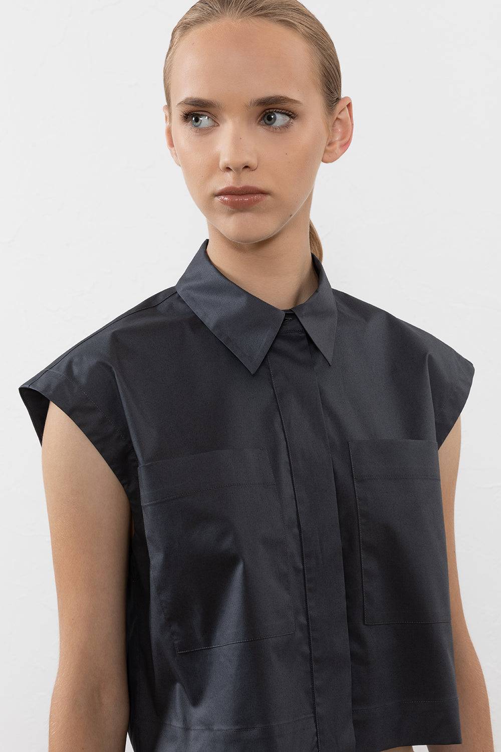 Peserico Top In Micro Twill Di Cotone Laminato