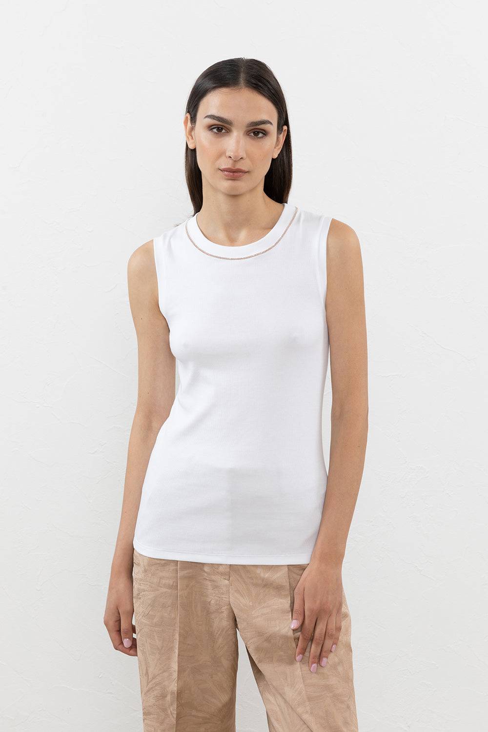 Peserico Top In Microcostina Jersey Stretch