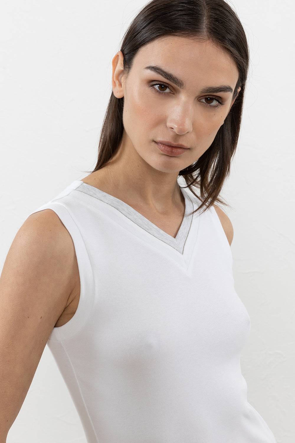 Peserico Top in microcostina jersey stretch
