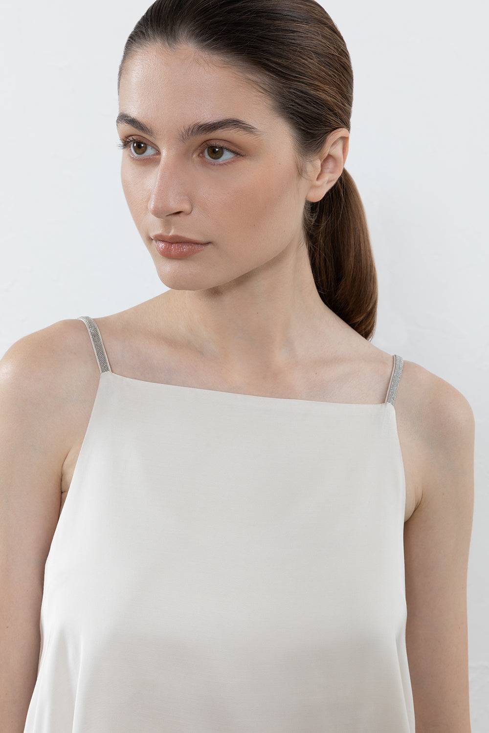 Peserico Top In Satin Di Viscosa Con Coda