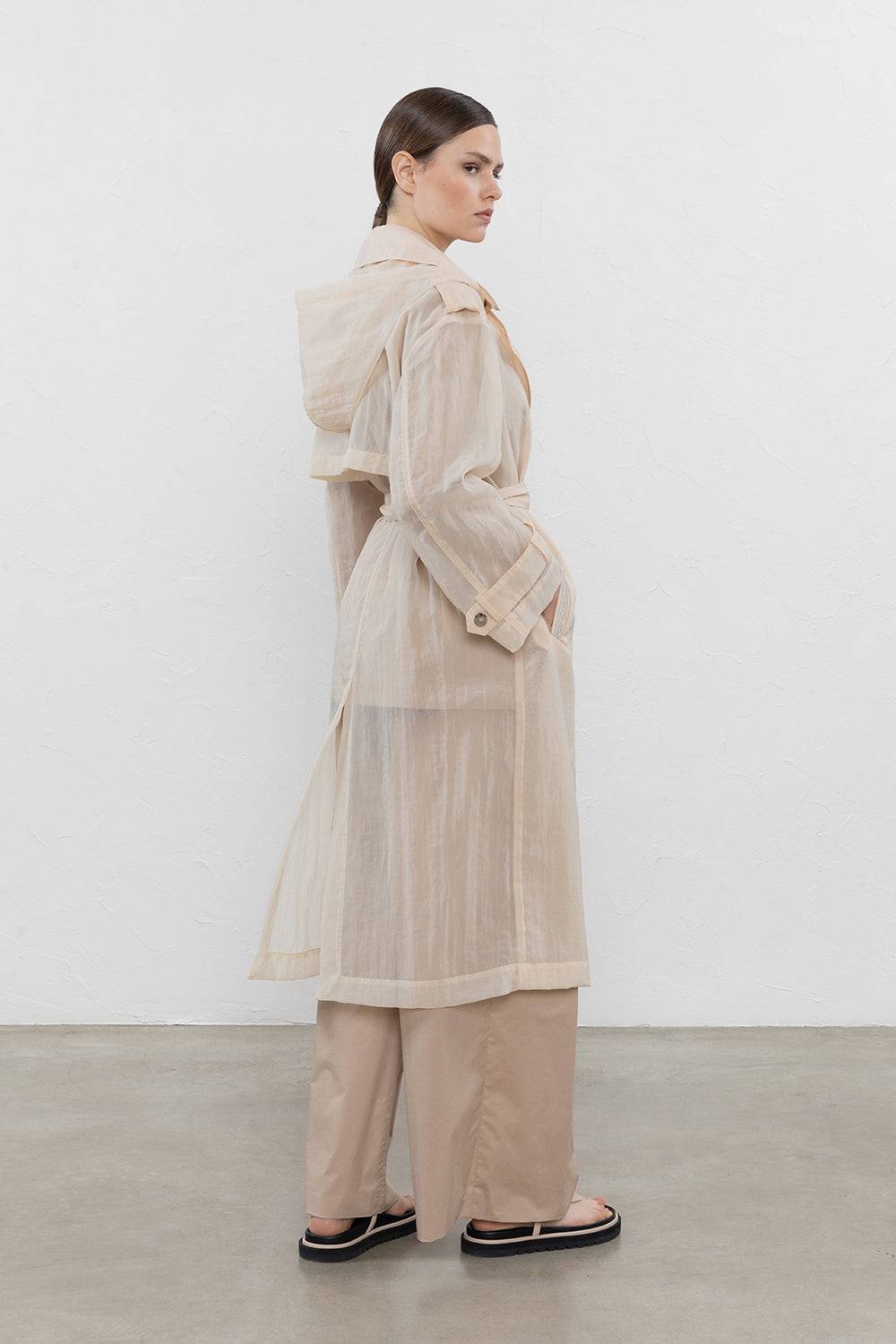 Peserico Trench Doppiopetto In Organza Tecnica