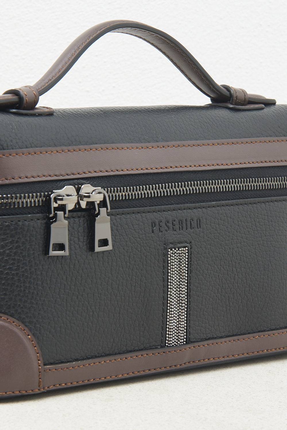 Peserico Valigetta In Vera Pelle Con Punto Luce