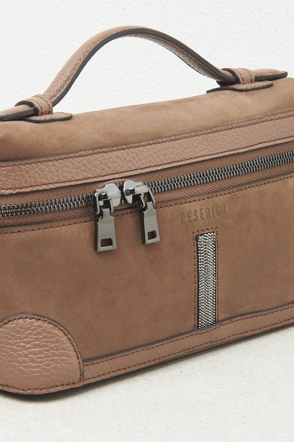 Peserico Valigetta In Vera Pelle Con Punto Luce